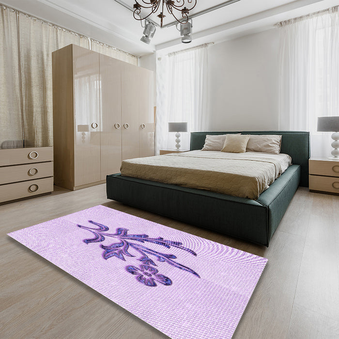 Patterned Purple Rug in a Bedroom, pat917pur