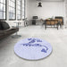 Round Patterned Lavender Blue Rug in a Office, pat918blu