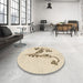 Round Patterned Moccasin Beige Rug in a Office, pat918brn