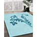 Machine Washable Transitional Electric Blue Rug in a Family Room, wshpat918lblu