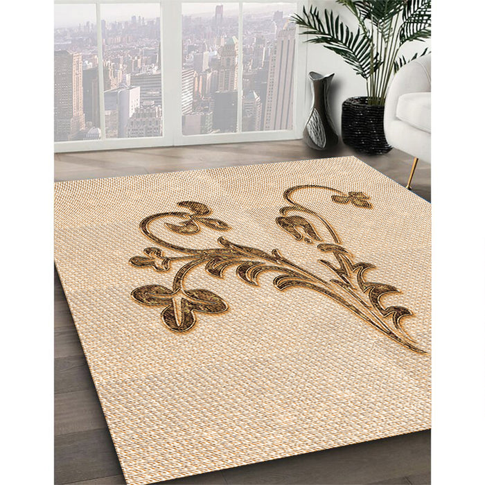 Patterned Brown Sand Brown Rug in Family Room, pat918org