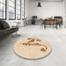 Round Patterned Brown Sand Brown Rug in a Office, pat918org