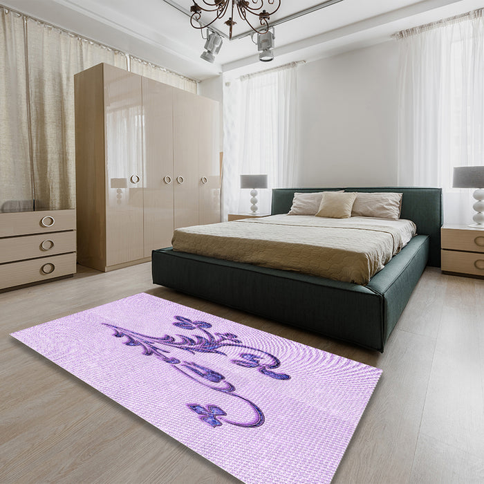 Patterned Purple Rug in a Bedroom, pat918pur