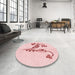 Round Patterned Pastel Red Pink Rug in a Office, pat918rd
