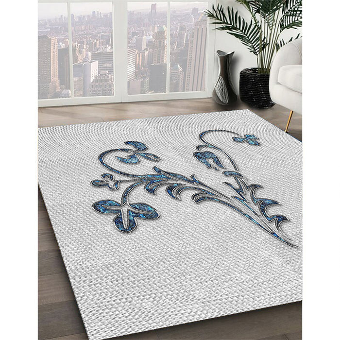 Patterned Off-White Novelty Rug in Family Room, pat918