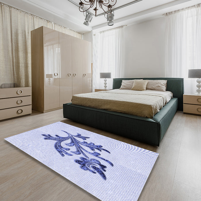 Patterned Lavender Blue Rug in a Bedroom, pat919blu