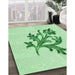 Patterned Mint Green Rug in Family Room, pat919grn