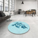 Round Patterned Electric Blue Rug in a Office, pat919lblu