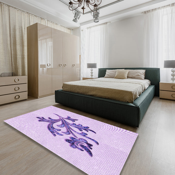 Patterned Purple Rug in a Bedroom, pat919pur