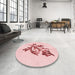 Round Patterned Light Rose Pink Rug in a Office, pat919rd