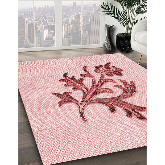 Machine Washable Transitional Light Rose Pink Rug in a Family Room, wshpat919rd