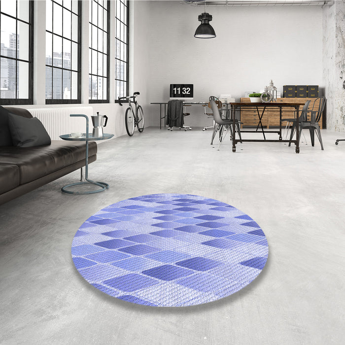 Round Patterned Light Slate Blue Rug in a Office, pat92blu
