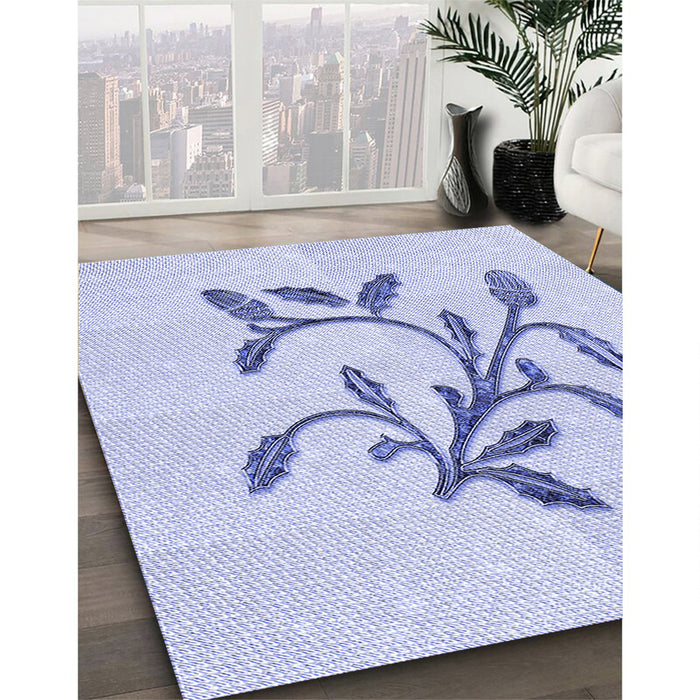 Patterned Lavender Blue Rug in Family Room, pat920blu