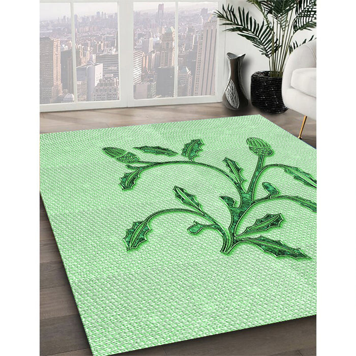Patterned Mint Green Rug in Family Room, pat920grn