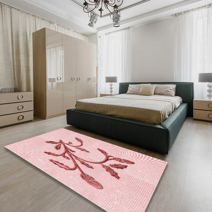 Patterned Pink Rug in a Bedroom, pat920rd