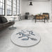 Round Machine Washable Transitional White Smoke Rug in a Office, wshpat920