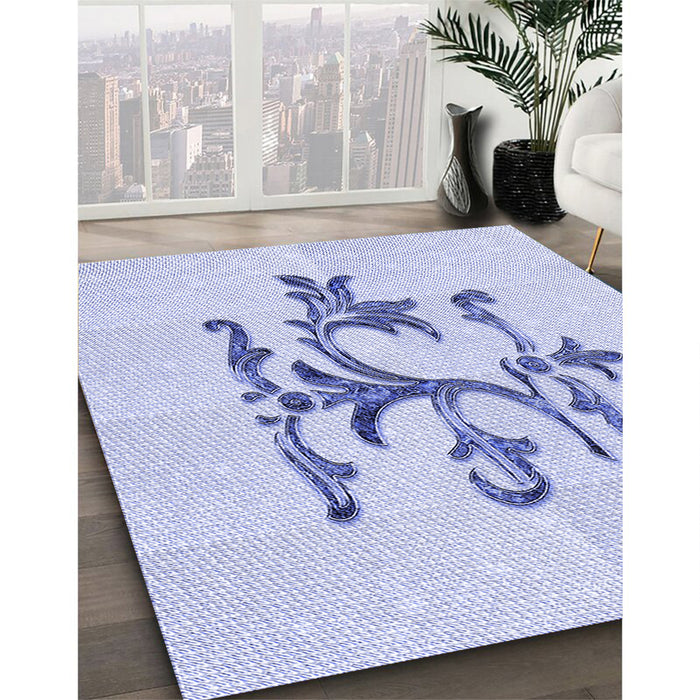 Machine Washable Transitional Lavender Blue Rug in a Family Room, wshpat921blu