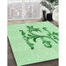 Machine Washable Transitional Mint Green Rug in a Family Room, wshpat921grn