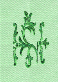 Machine Washable Transitional Mint Green Rug, wshpat921grn