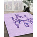Patterned Purple Rug in Family Room, pat921pur