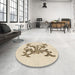 Round Patterned Vanilla Gold Rug in a Office, pat922brn