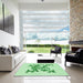 Square Patterned Light Green Rug in a Living Room, pat922grn