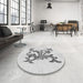 Round Patterned Platinum Gray Rug in a Office, pat922gry