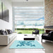 Square Patterned Electric Blue Rug in a Living Room, pat922lblu