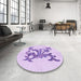 Round Patterned Purple Rug in a Office, pat922pur