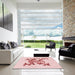 Square Patterned Light Rose Pink Rug in a Living Room, pat922rd