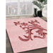 Patterned Light Rose Pink Rug in Family Room, pat922rd