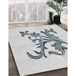 Patterned Silver Gray Novelty Rug in Family Room, pat922