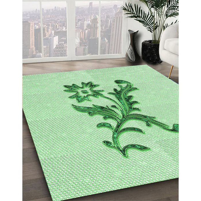 Patterned Mint Green Rug in Family Room, pat923grn