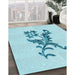 Patterned Electric Blue Rug in Family Room, pat923lblu