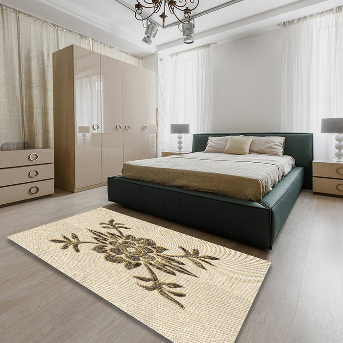 Patterned Peru Brown Rug in a Bedroom, pat924brn