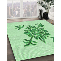 Patterned Mint Green Rug, pat924grn