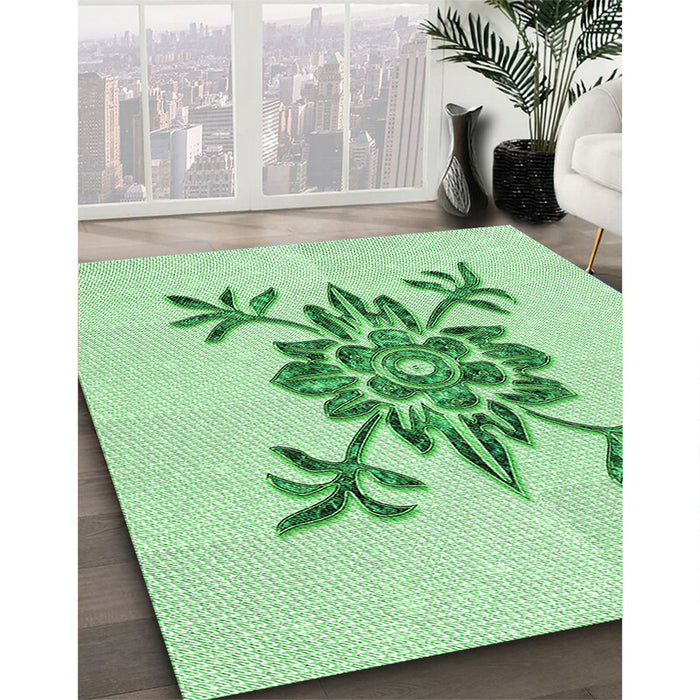 Patterned Mint Green Rug in Family Room, pat924grn