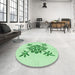 Round Patterned Mint Green Rug in a Office, pat924grn