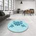 Round Patterned Electric Blue Rug in a Office, pat924lblu