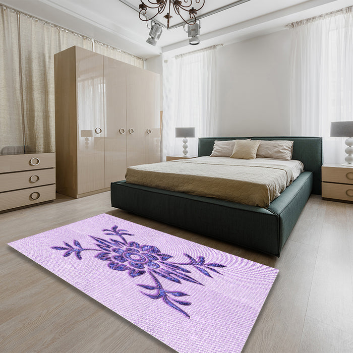 Patterned Purple Rug in a Bedroom, pat924pur
