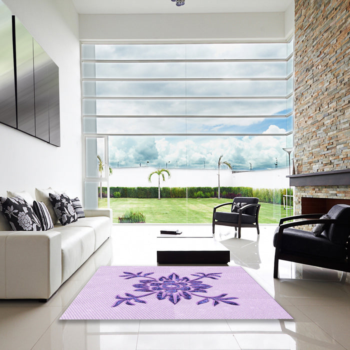 Machine Washable Transitional Purple Rug in a Kitchen, wshpat924pur