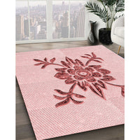 Patterned Light Rose Pink Rug, pat924rd