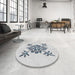 Round Machine Washable Transitional Silver Gray Rug in a Office, wshpat924