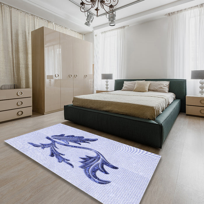 Patterned Lavender Blue Rug in a Bedroom, pat925blu