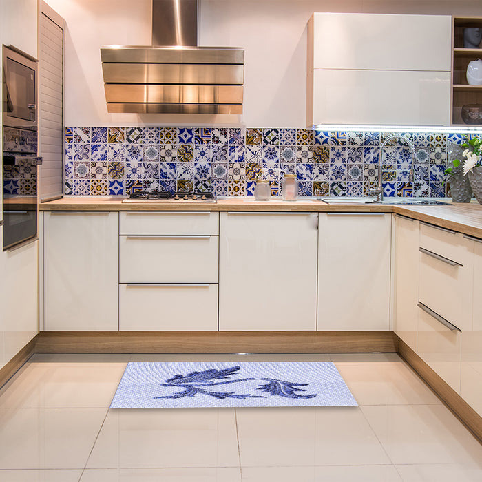 Patterned Lavender Blue Rug in a Kitchen, pat925blu