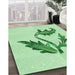 Patterned Mint Green Rug in Family Room, pat925grn