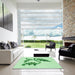 Square Patterned Mint Green Rug in a Living Room, pat925grn