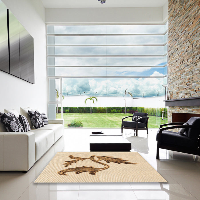 Machine Washable Transitional Bronze Brown Rug in a Kitchen, wshpat925org