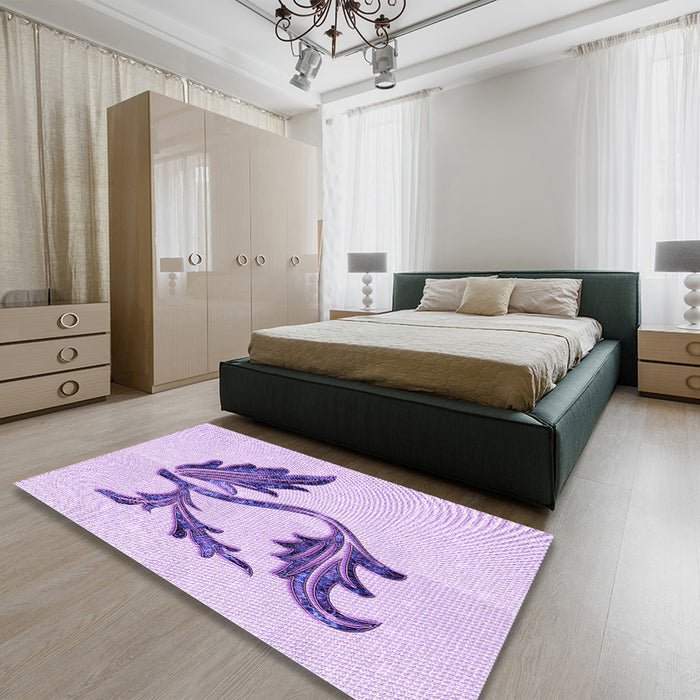 Patterned Purple Rug in a Bedroom, pat925pur