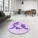 Round Patterned Purple Rug in a Office, pat925pur